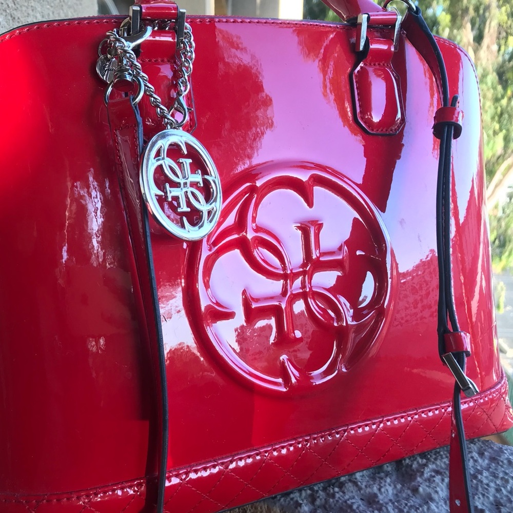 Guess Korry Dome Satchel Red Bag - Picture 4 of 4